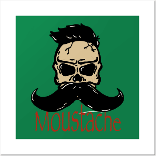 Moustache skull Posters and Art